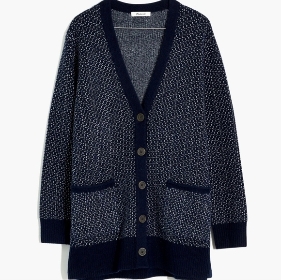 Madewell Bird's Eye Maysfield Cardigan Sweater in Coziest Yarn Womens Small - Picture 12 of 13